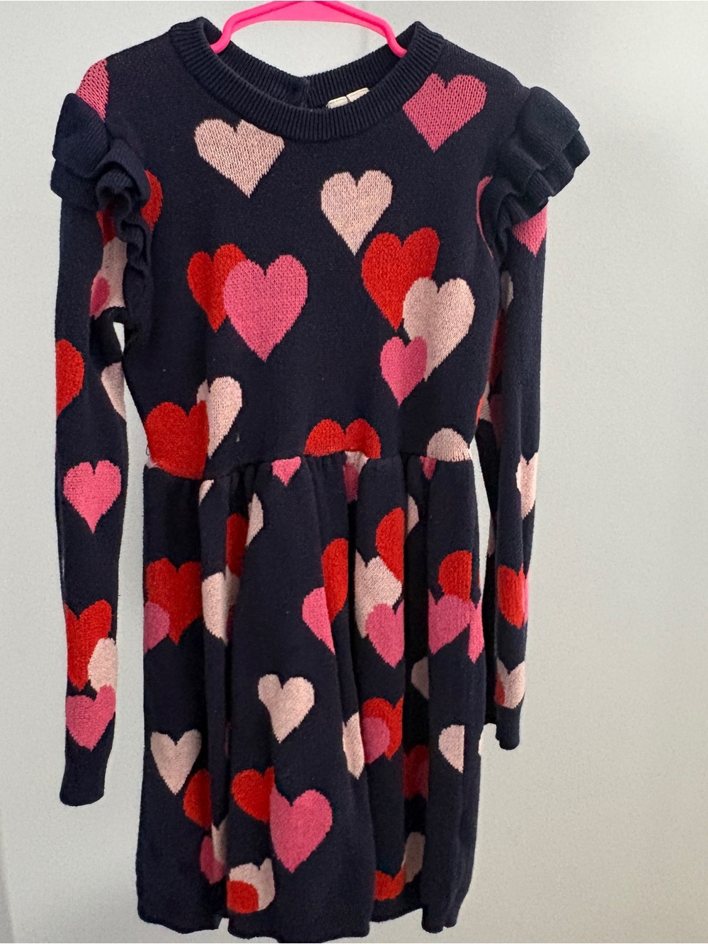 Janie and Jack Navy Dress with Pink and Red Hearts